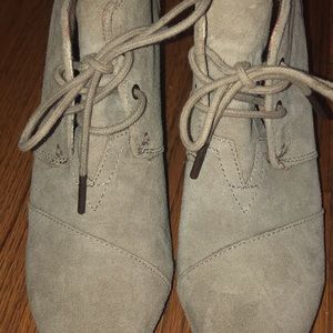 TOMS brand wedge lace up booties